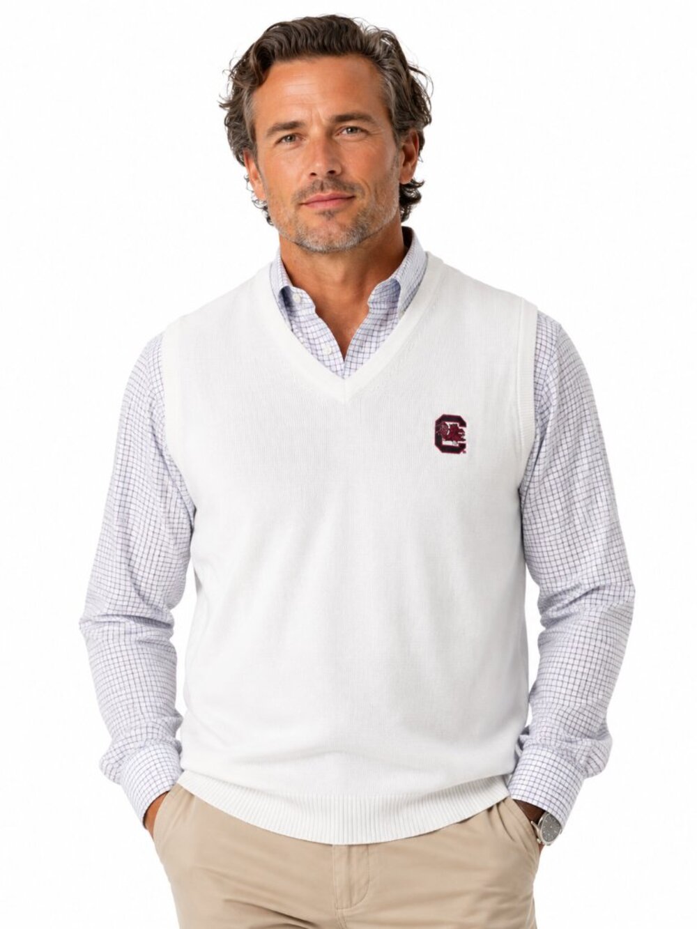 South Carolina Gamecocks Mens Sweater Vest Size Small Pima Cotton Oxford Golf